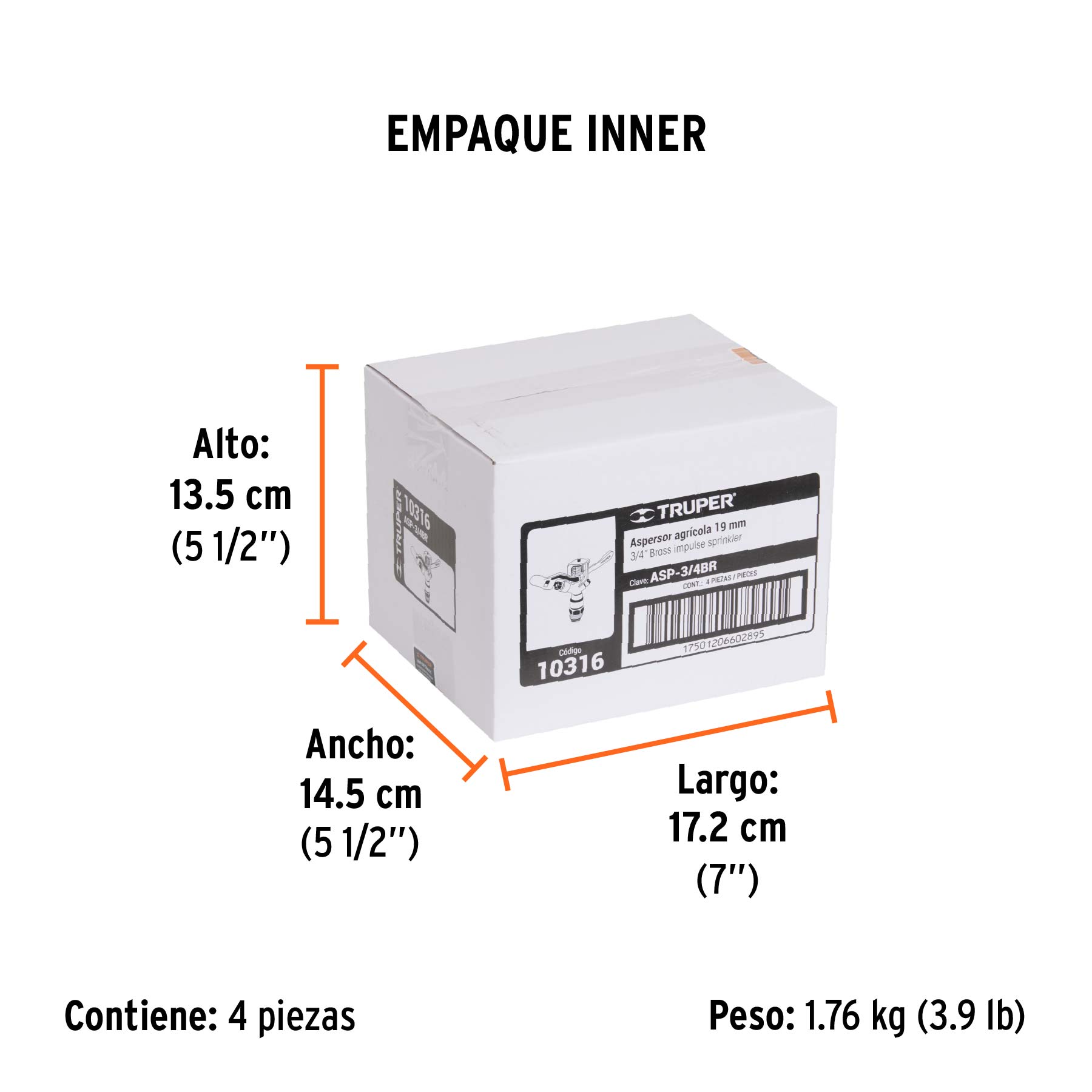 Aspersor agrícola 3/4", fundido en latón