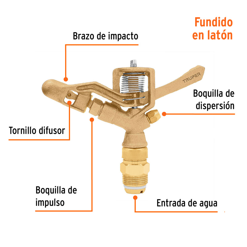 Aspersor agrícola 3/4", fundido en latón