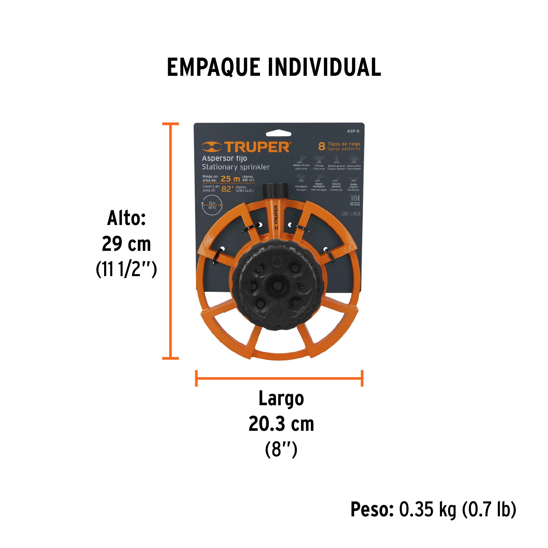 Aspersor de 8 funciones base aluminio