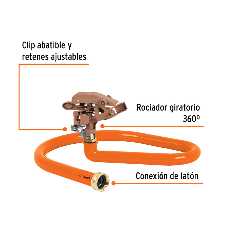 Aspersor base metálica, tipo manguera