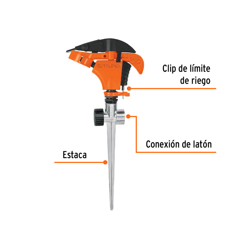 Aspersor plástico dos vías, estaca de 11"