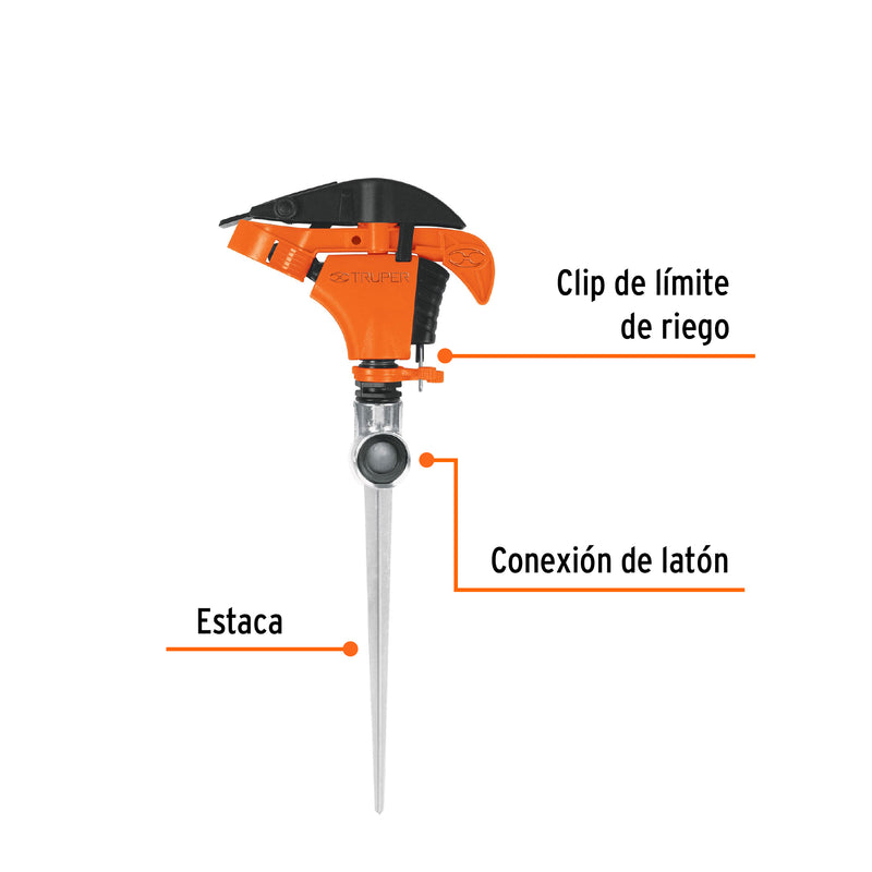 Aspersor plástico una vía, estaca de 11"