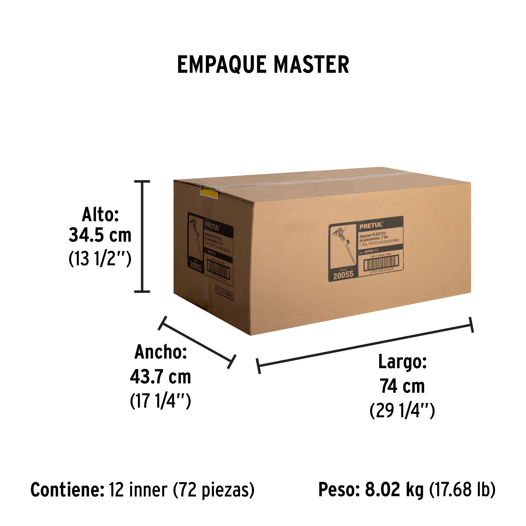 Aspersor plástico una vía, estaca de 17 cm, pretul