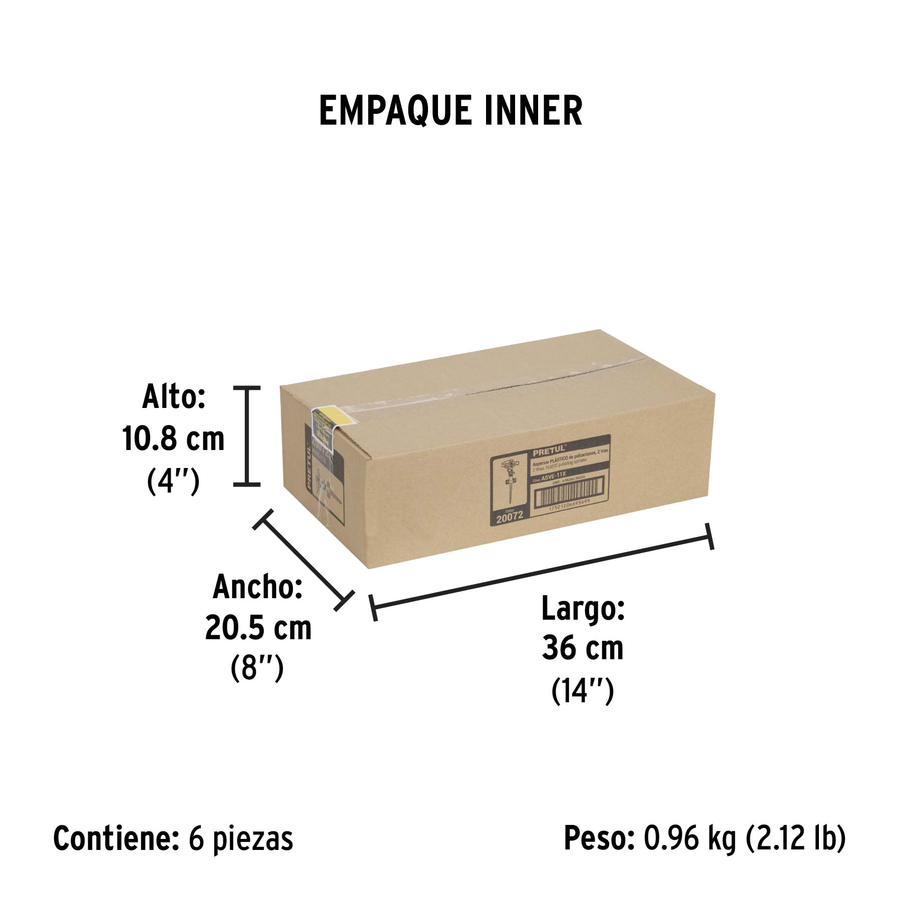 Aspersor verde, plástico, dos vías, estaca de zinc de 11"