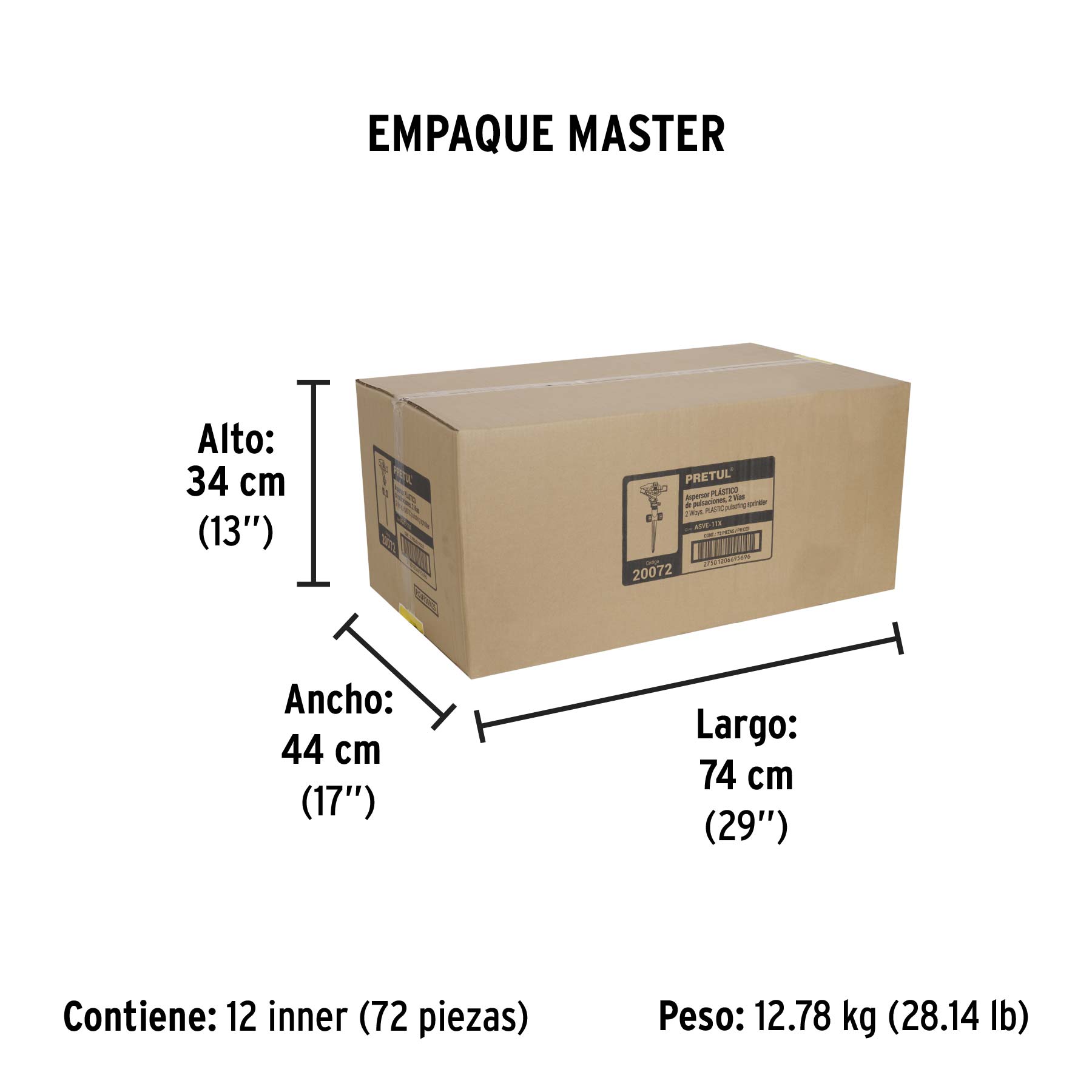 Aspersor verde, plástico, dos vías, estaca de zinc de 11"