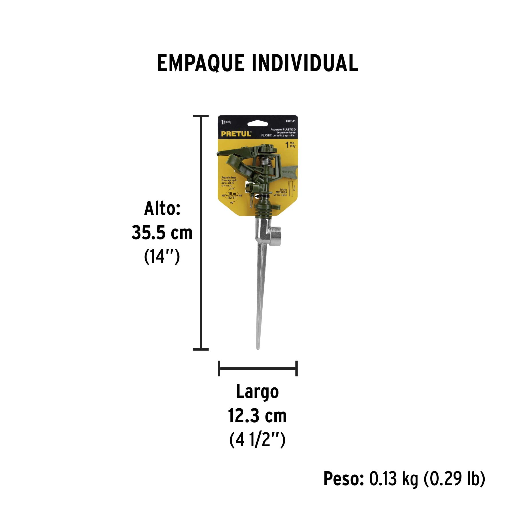 Aspersor verde, plástico, estaca de 11", pretul