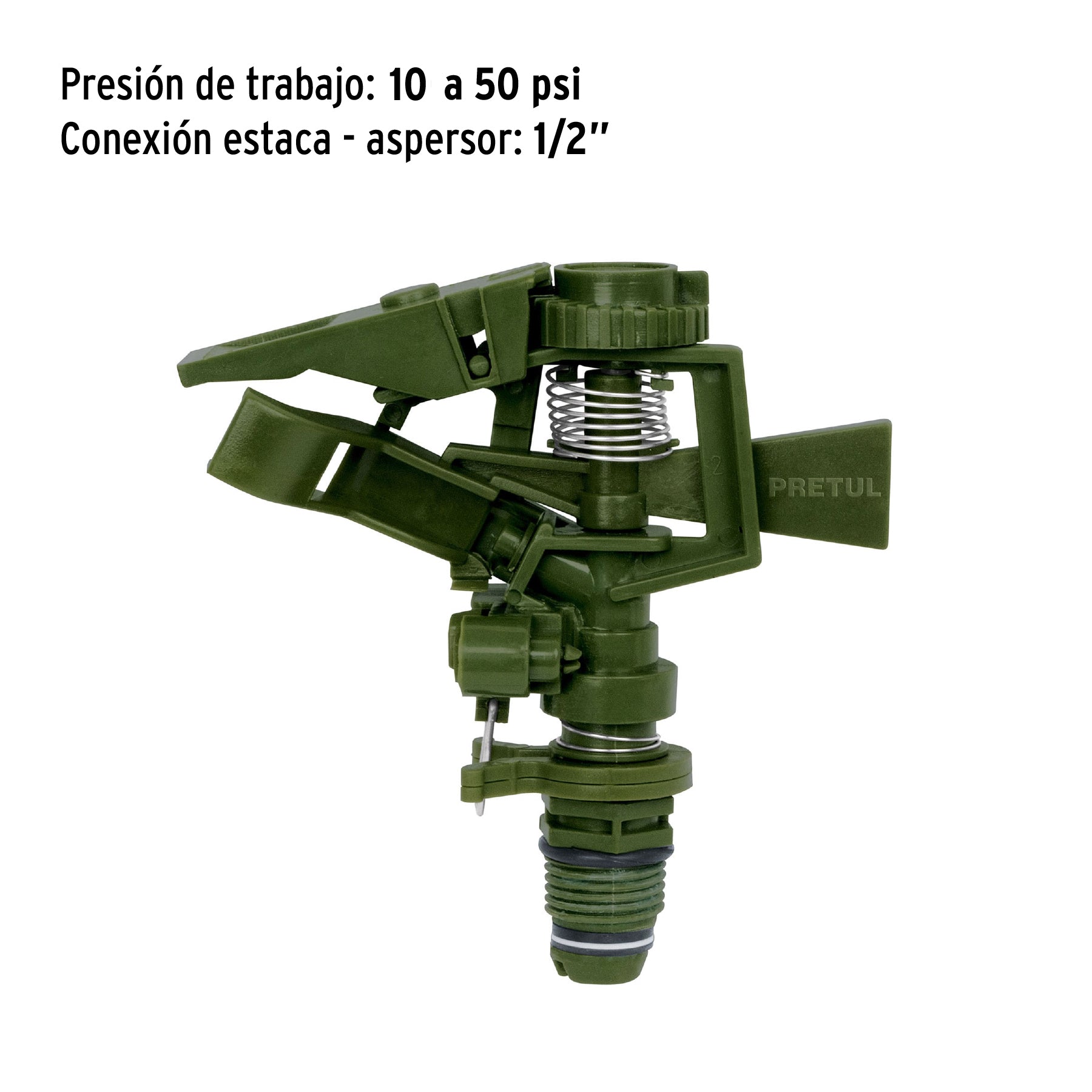 Aspersor verde, plástico, pretul