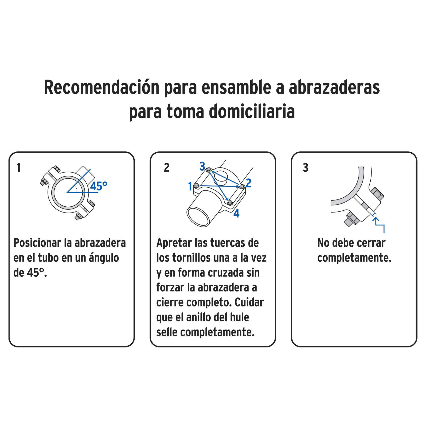 Abrazadera para toma domiciliaria PP 1-1/2' x 1/2', Foset
