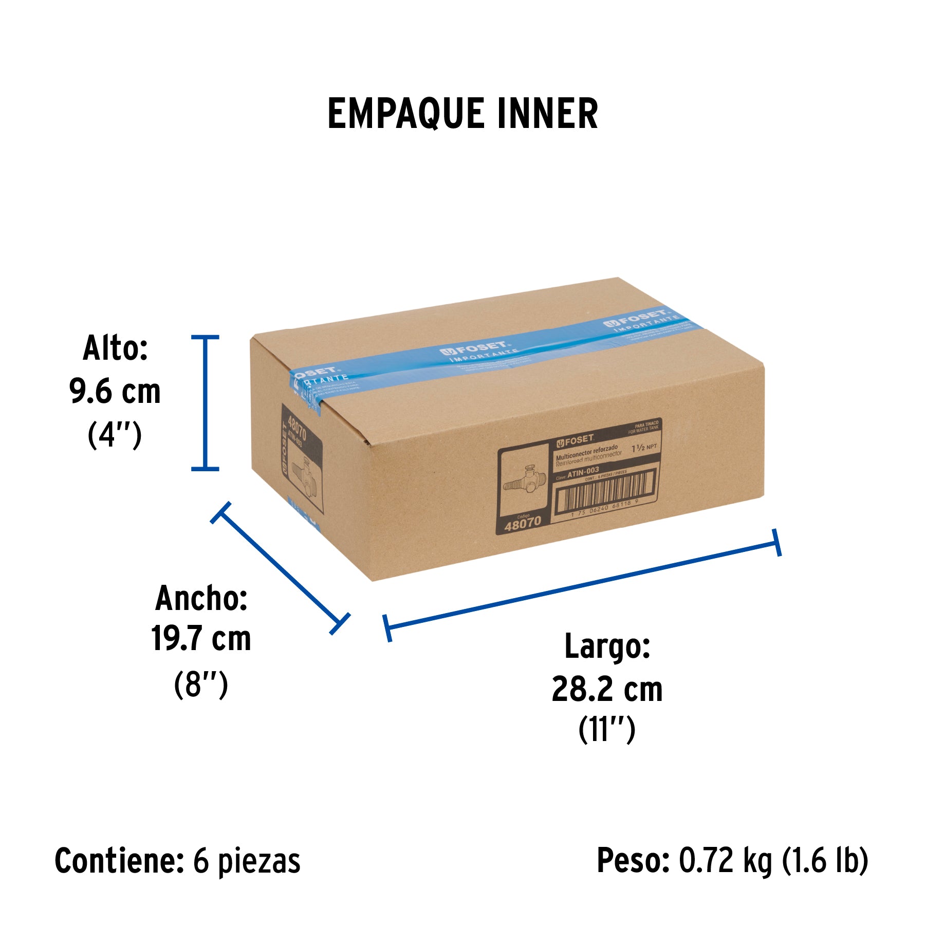 Multiconector sin válvula para tinaco
