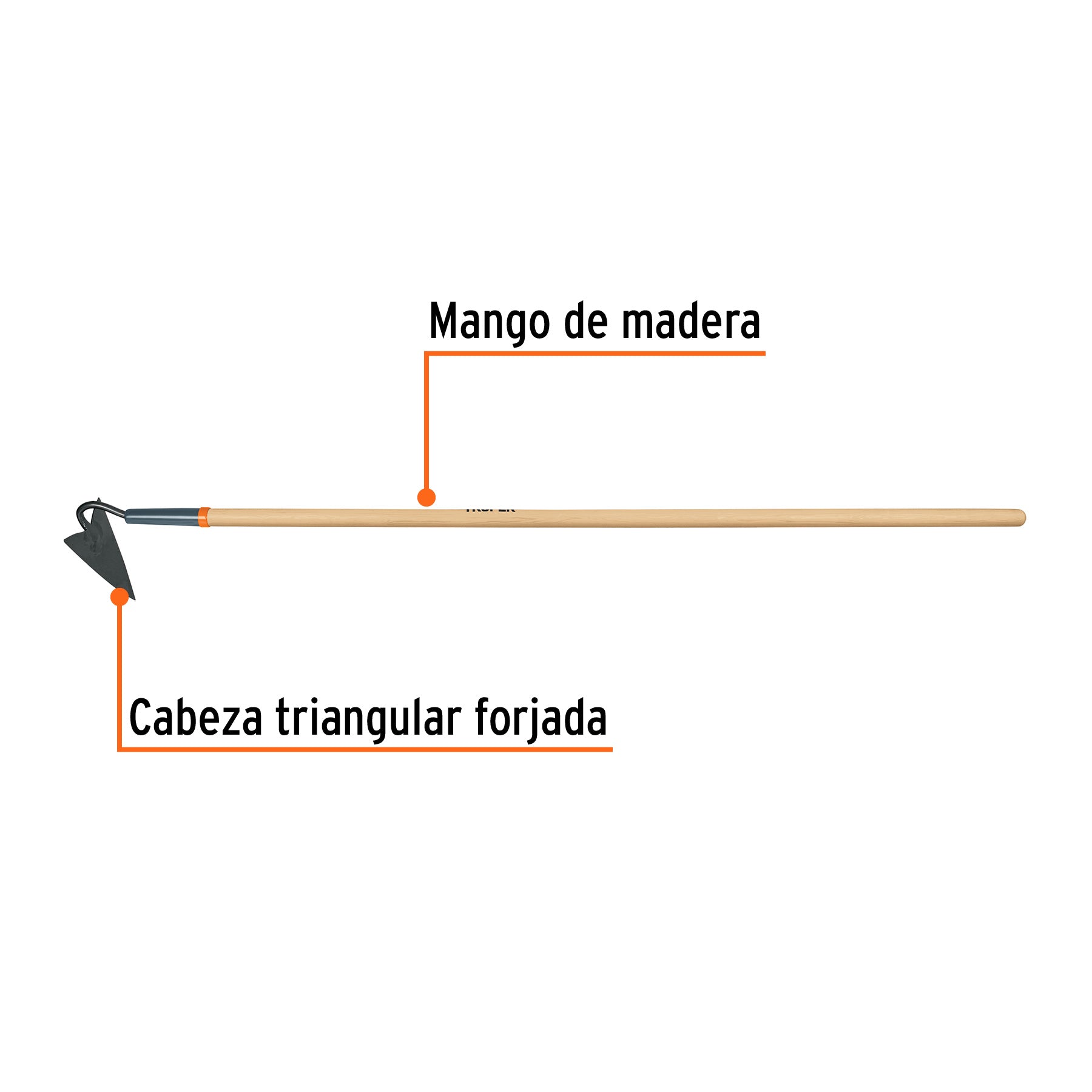 Azadón triangular jardinero con mango de madera 54', Truper