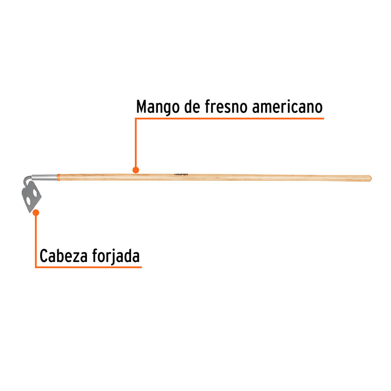 Azadón mezclero cabeza forjada, 7" de ancho, mango 60"