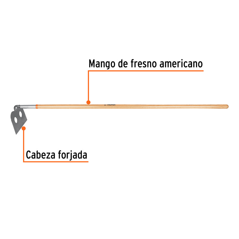 Azadón mezclero cabeza forjada, 10" de ancho, mango 60"