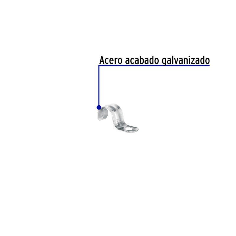 Abrazadera de tubo tipo uña 1/2", bolsa con 10 pzas, Volteck
