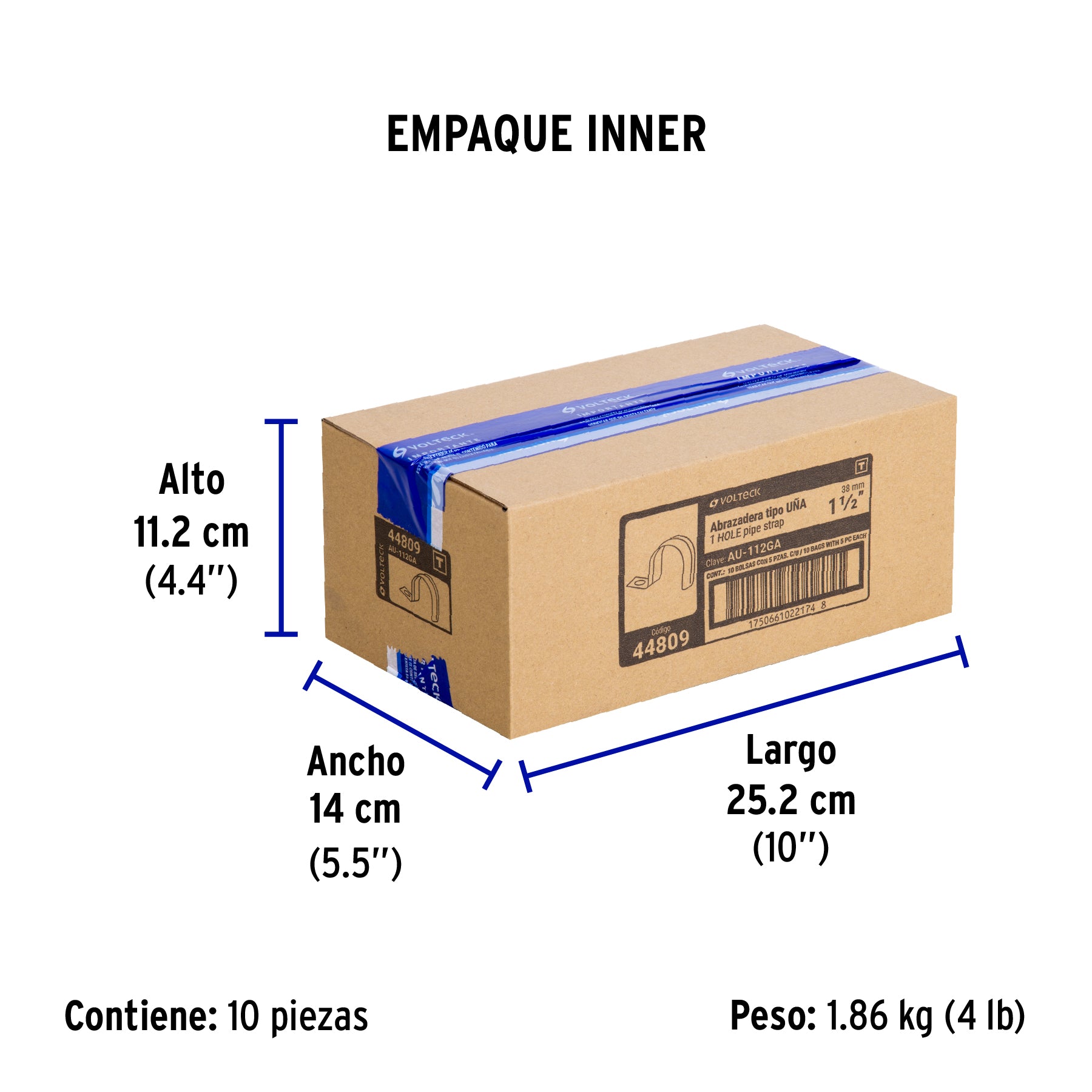 Bolsa c/5 abrazaderas tipo uña 1-1/2' p/tubo pared gruesa
