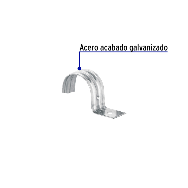 Abrazadera tubo tipo uña 1-1/2", bolsa con 5 pzas, Volteck