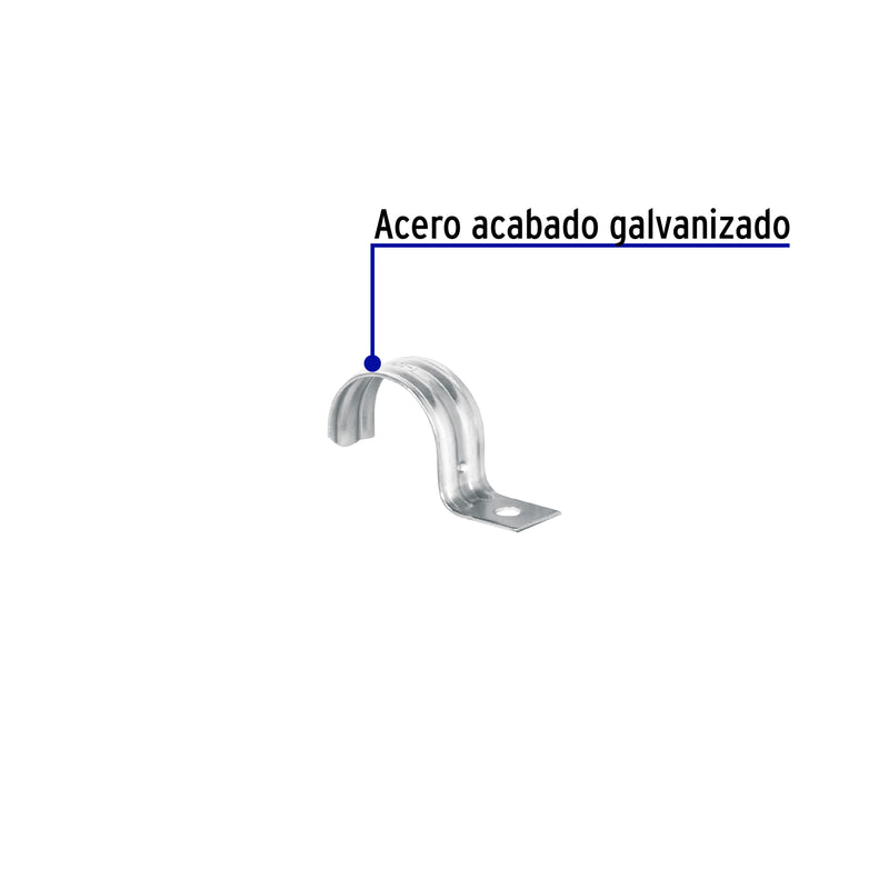Abrazadera tubo tipo uña 1-1/4", bolsa con 5 pzas, Volteck