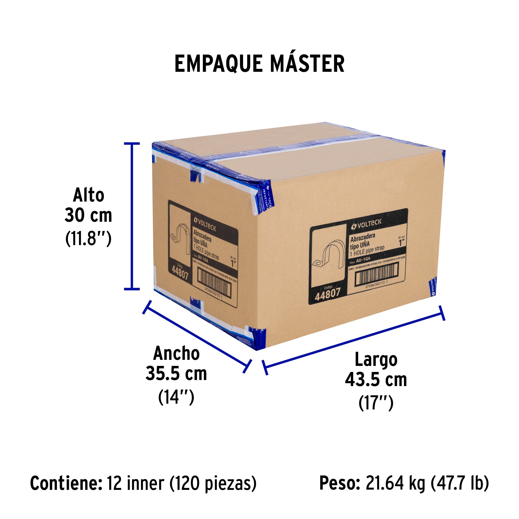 Bolsa c/10 abrazaderas tipo uña 1' p/tubo pared gruesa