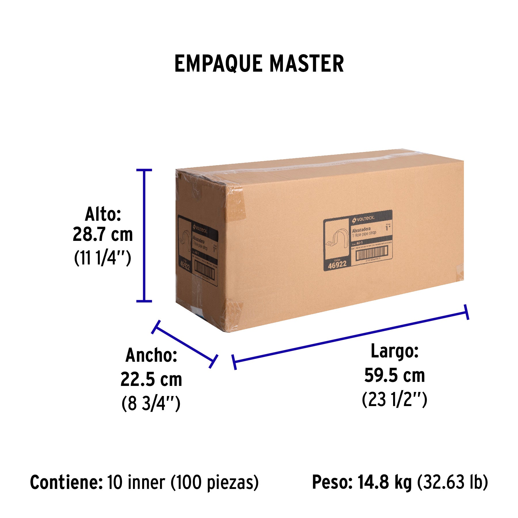 Abrazadera de tubo tipo uña 1", bolsa con 10 pzas, Volteck