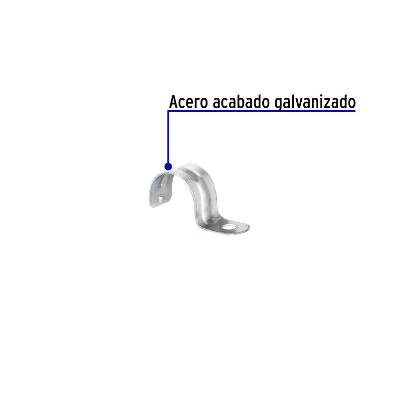 Abrazadera de tubo tipo uña 1", bolsa con 10 pzas, Volteck