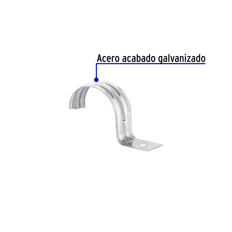Abrazadera tubo tipo uña 2", bolsa con 5 pzas, Volteck