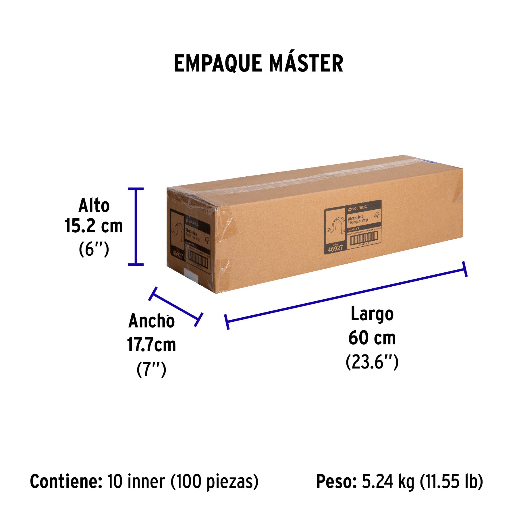 Abrazadera para tubo, tipo uña 3/8", bolsa con 10 pzas