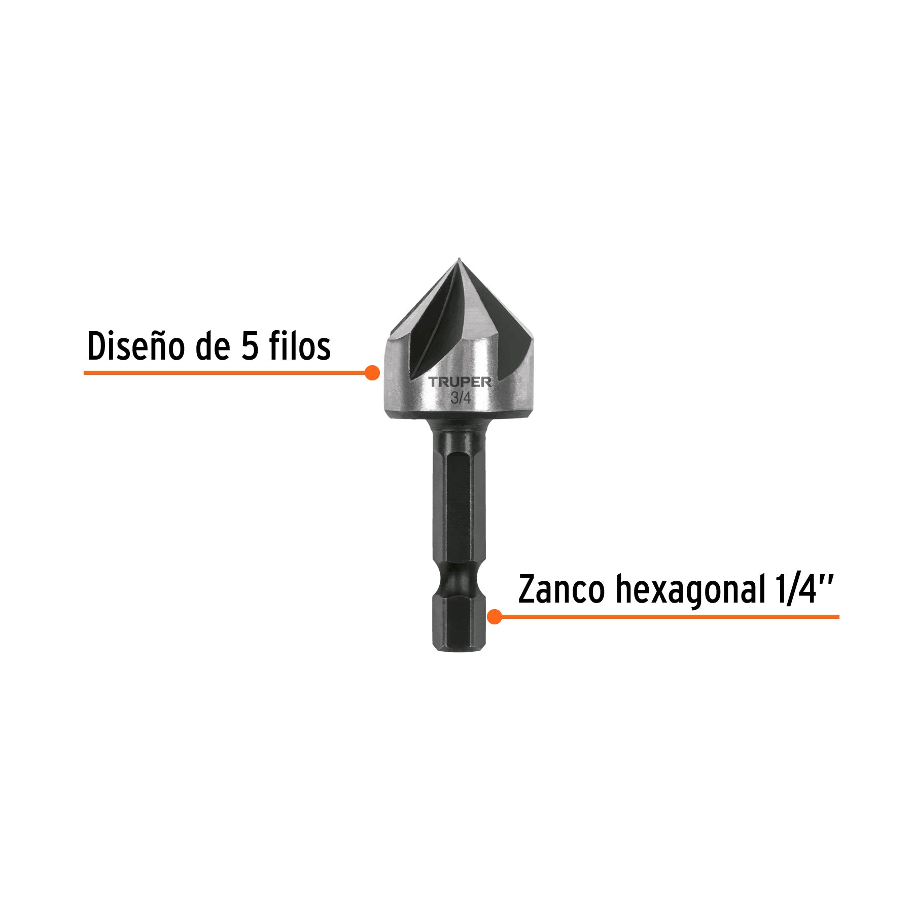 Avellanador HSS cambio rápido 3/4', Truper