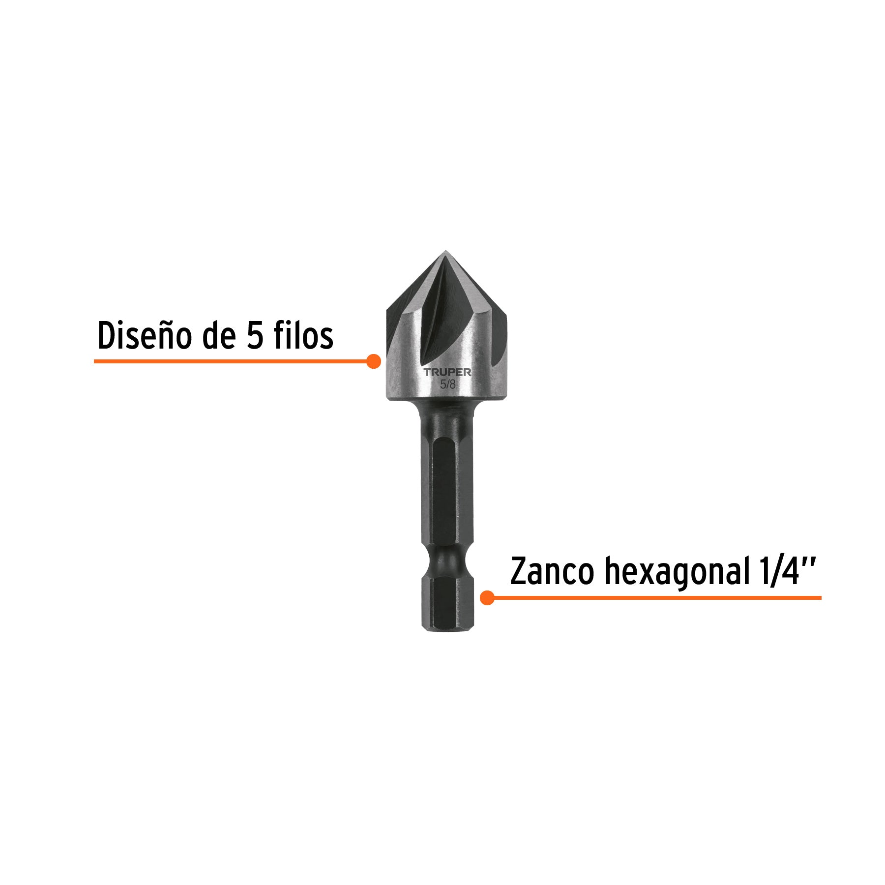 Avellanador HSS cambio rápido 5/8', Truper