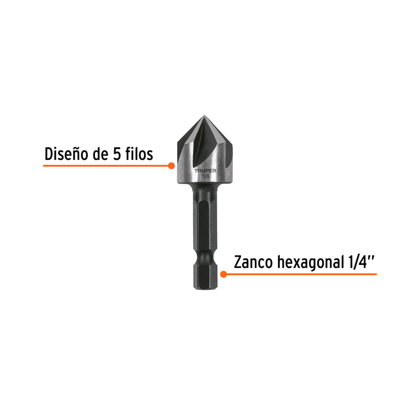 Avellanador HSS cambio rápido 5/8', Truper