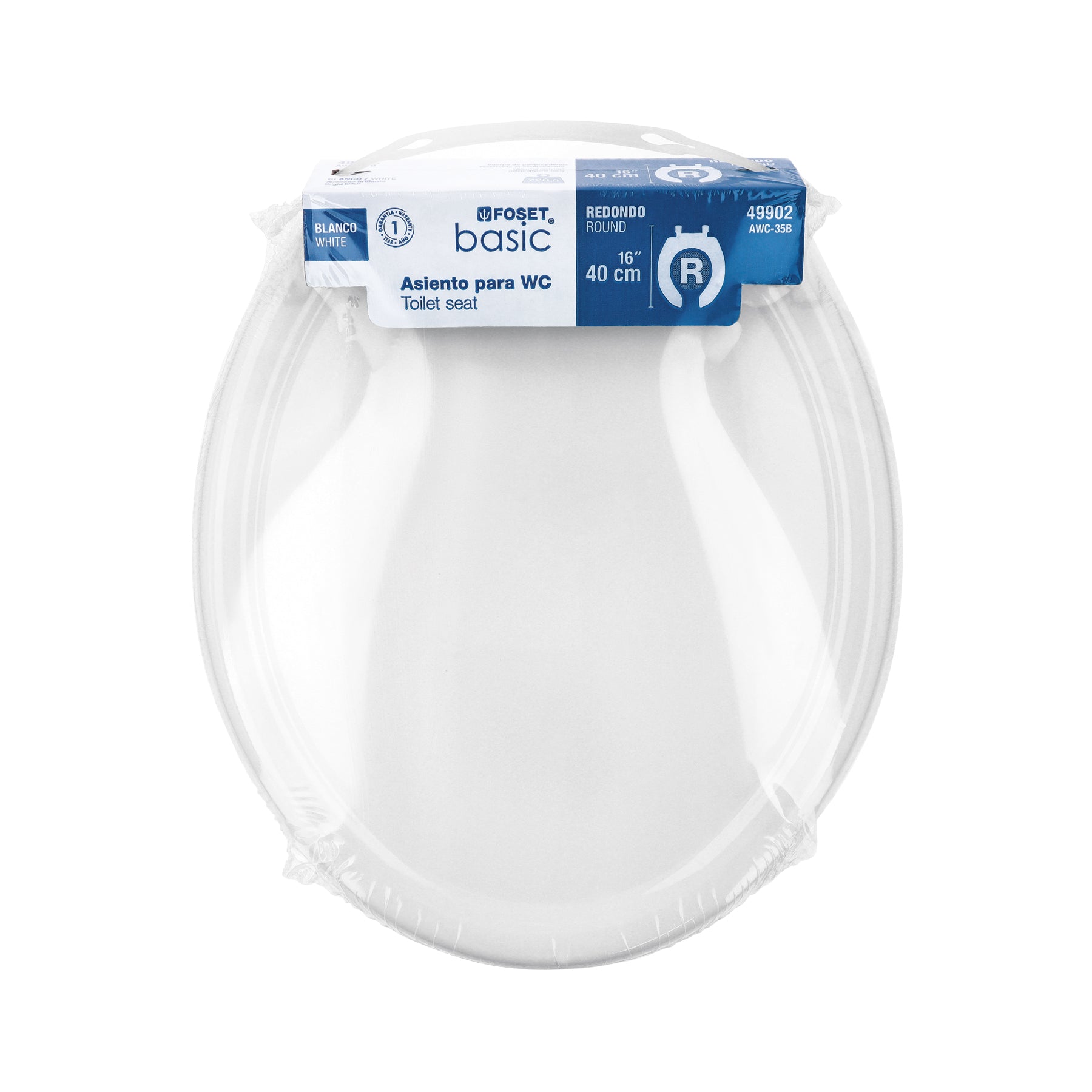 Asiento económico para WC, 35 cm, blanco