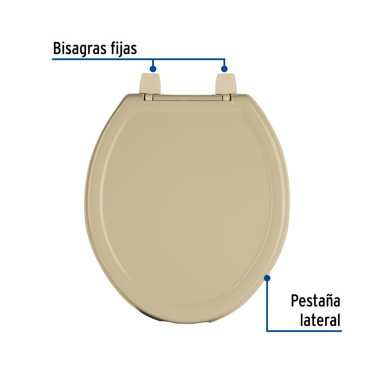 Asiento ligero con tapa para WC, beige, Foset Basic