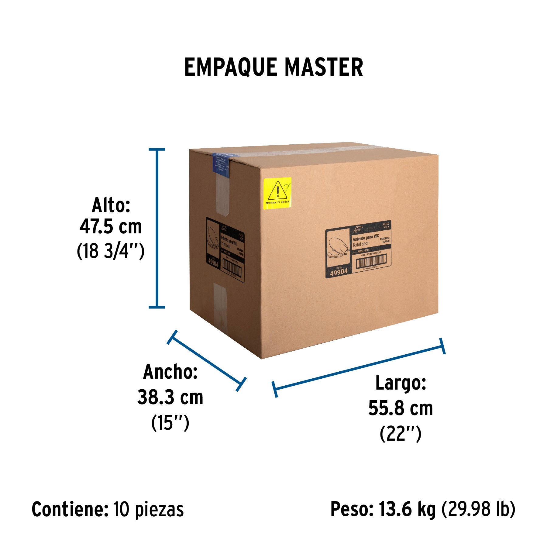 Asiento para WC, 40 cm, hueso