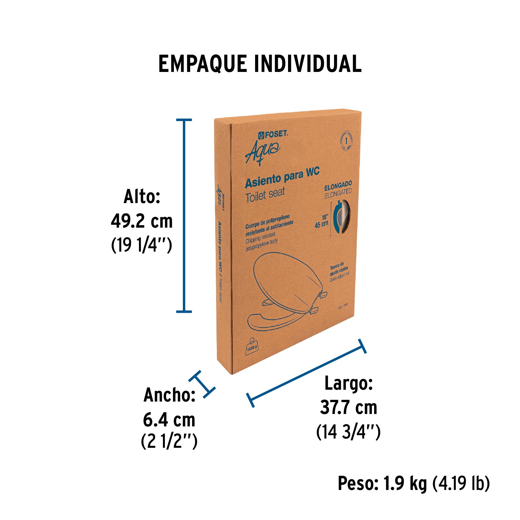 Asiento para WC, 45 cm, hueso