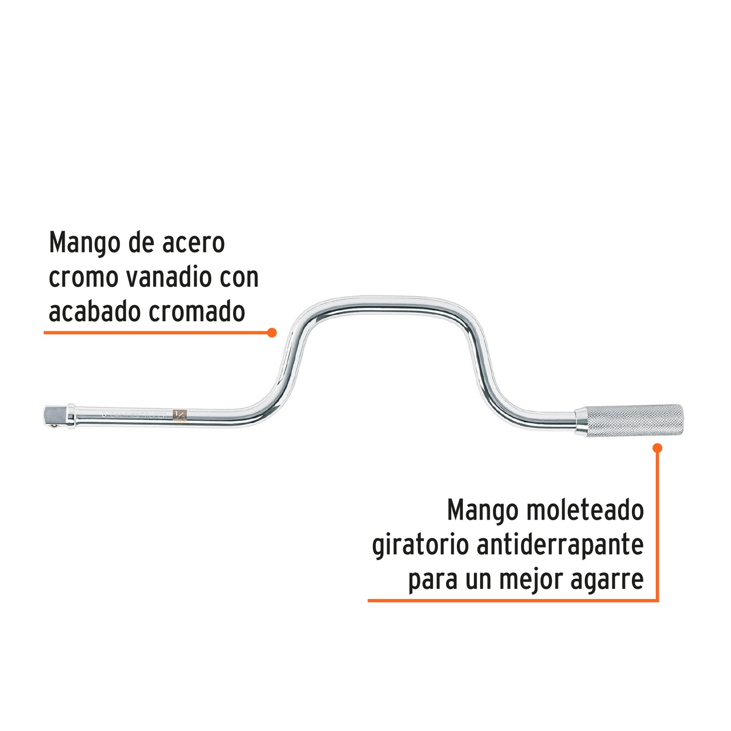 Mango berbiquí de 18" para dados cuadro 1/2"