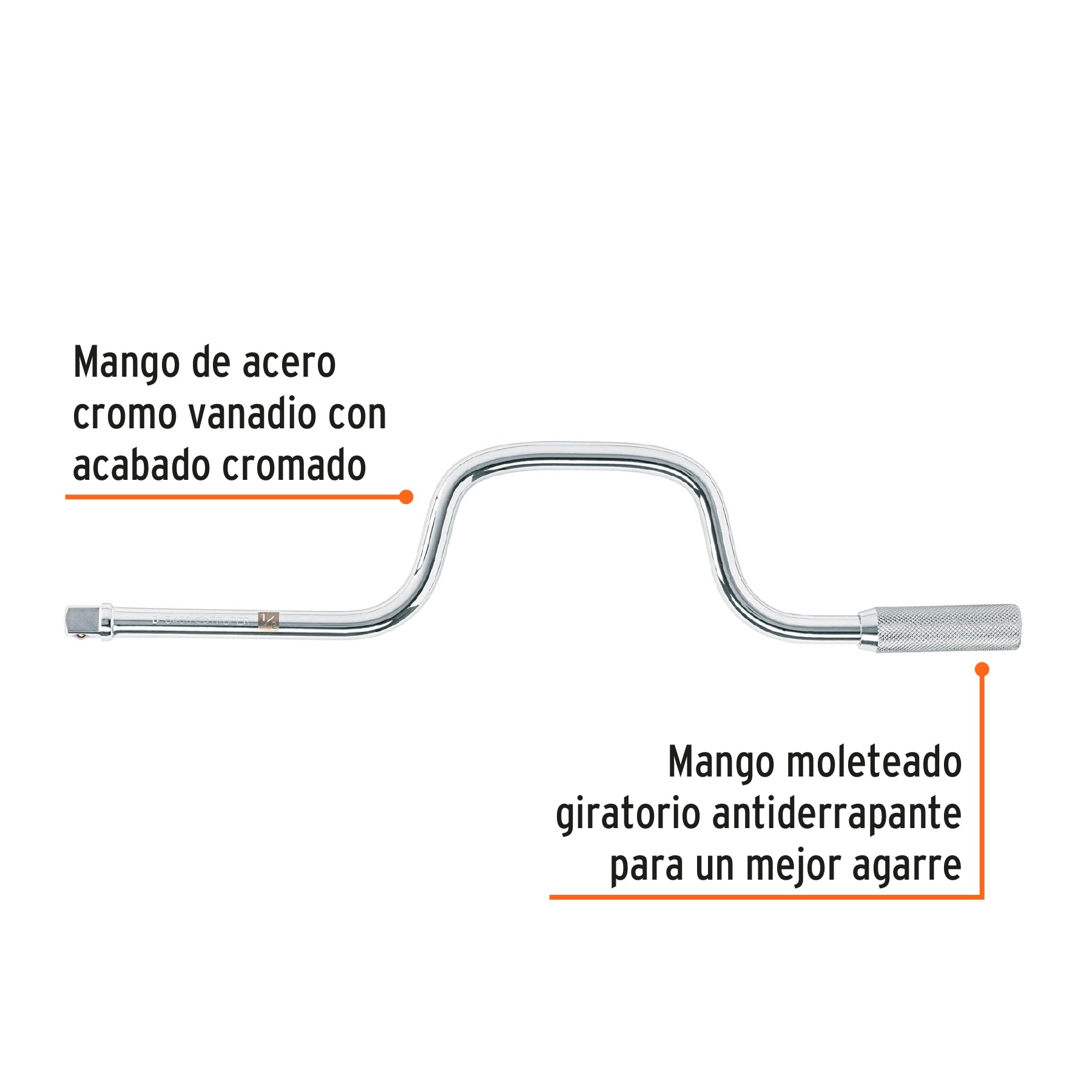 Mango berbiquí de 18" para dados cuadro 1/2"