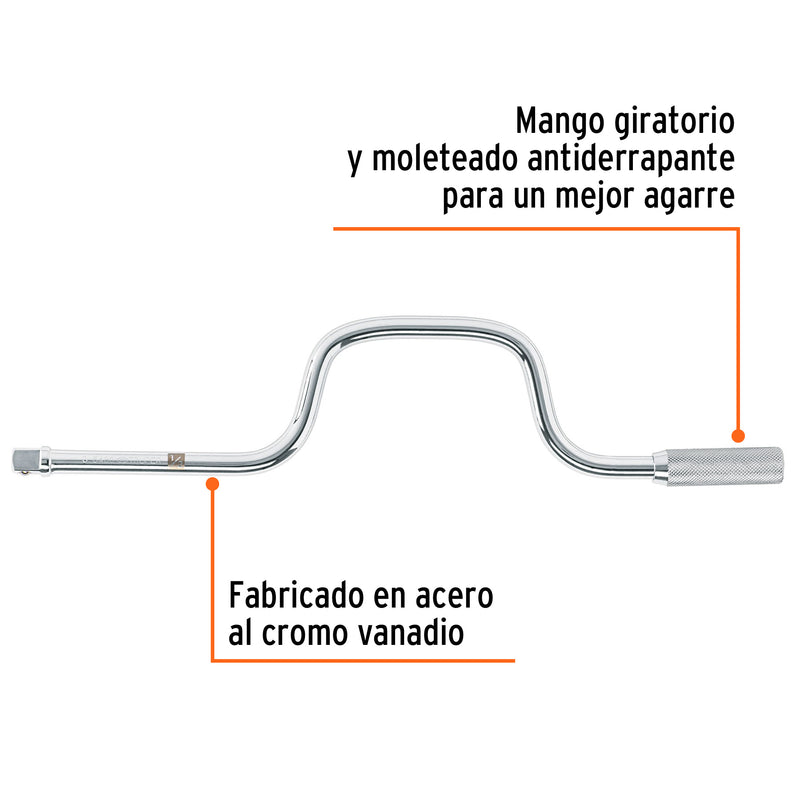 Mango cuadro 1/2" berbiquí, largo 18", TRUPER