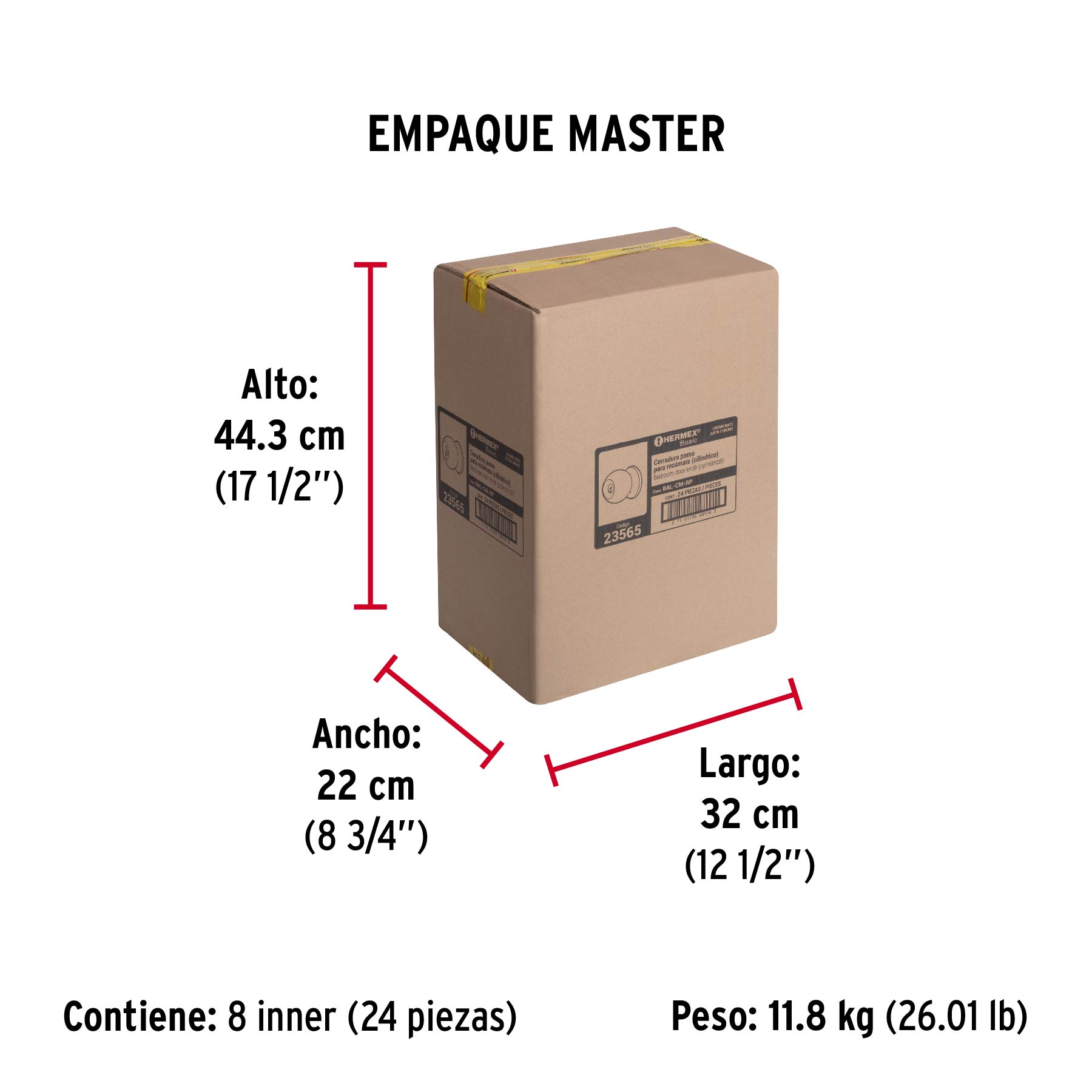 Cerradura pomo, CM, recámara, cilíndrica, Hermex Basic