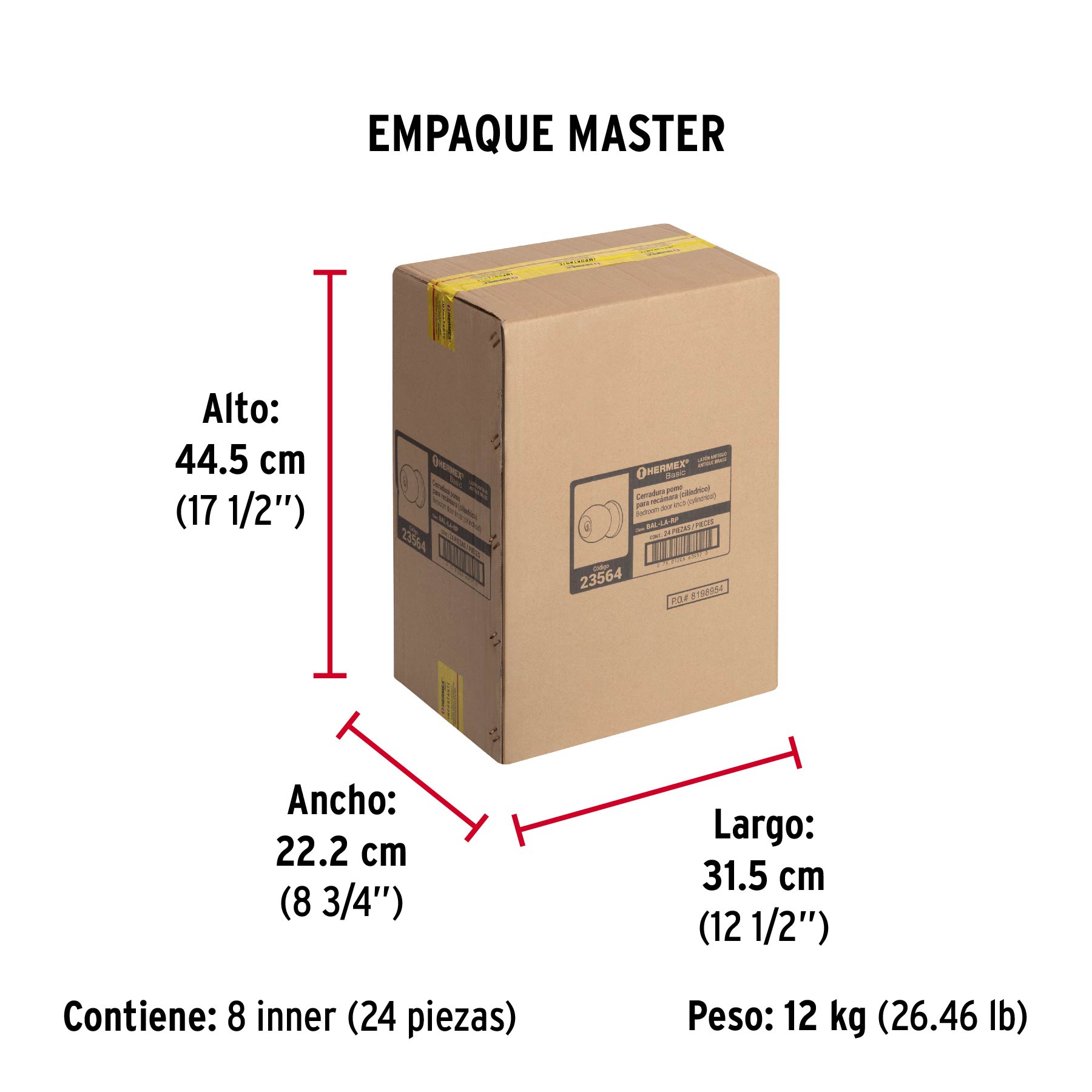 Cerradura pomo, LA, recámara, cilíndrica, Hermex Basic