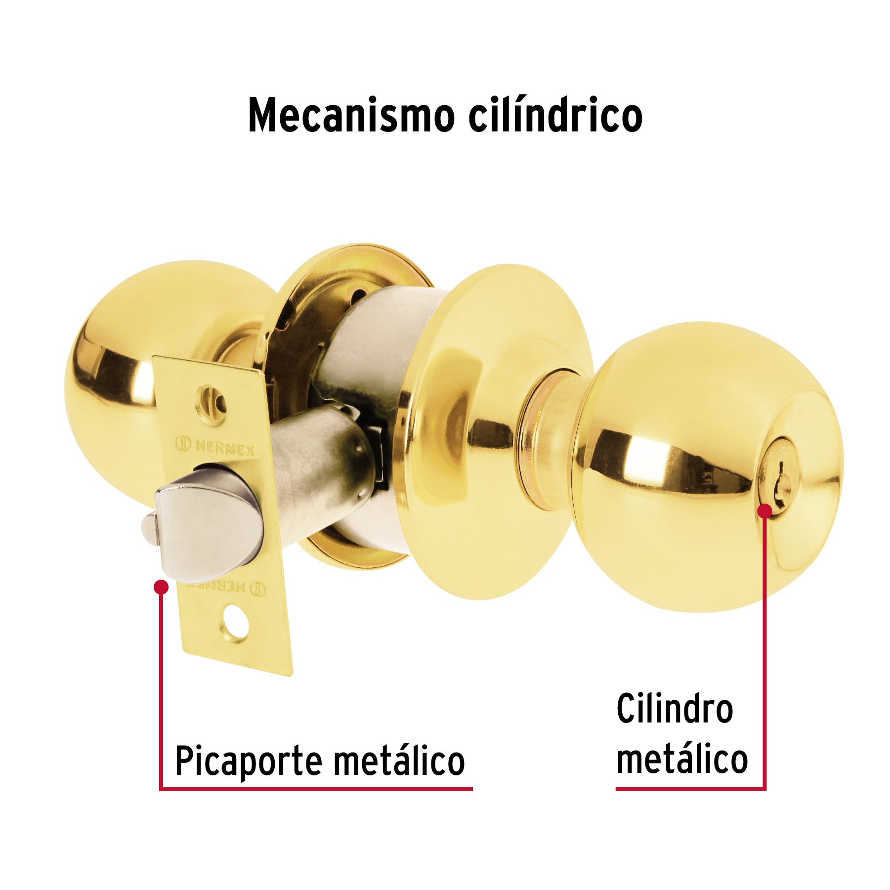 Cerradura esfera,cil,rec,brillante,HB,blister