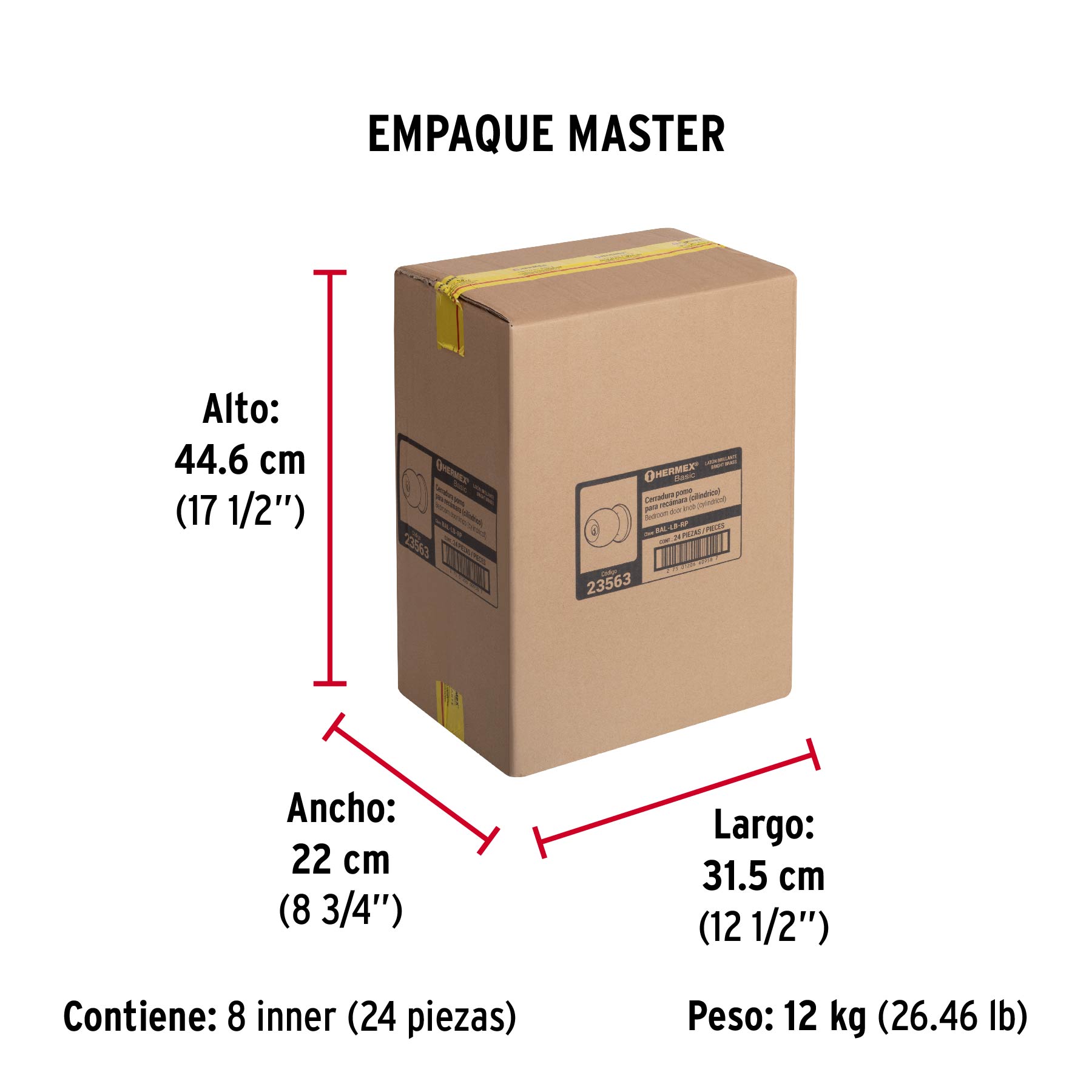 Cerradura pomo, LB, recámara, cilíndrica, Hermex Basic
