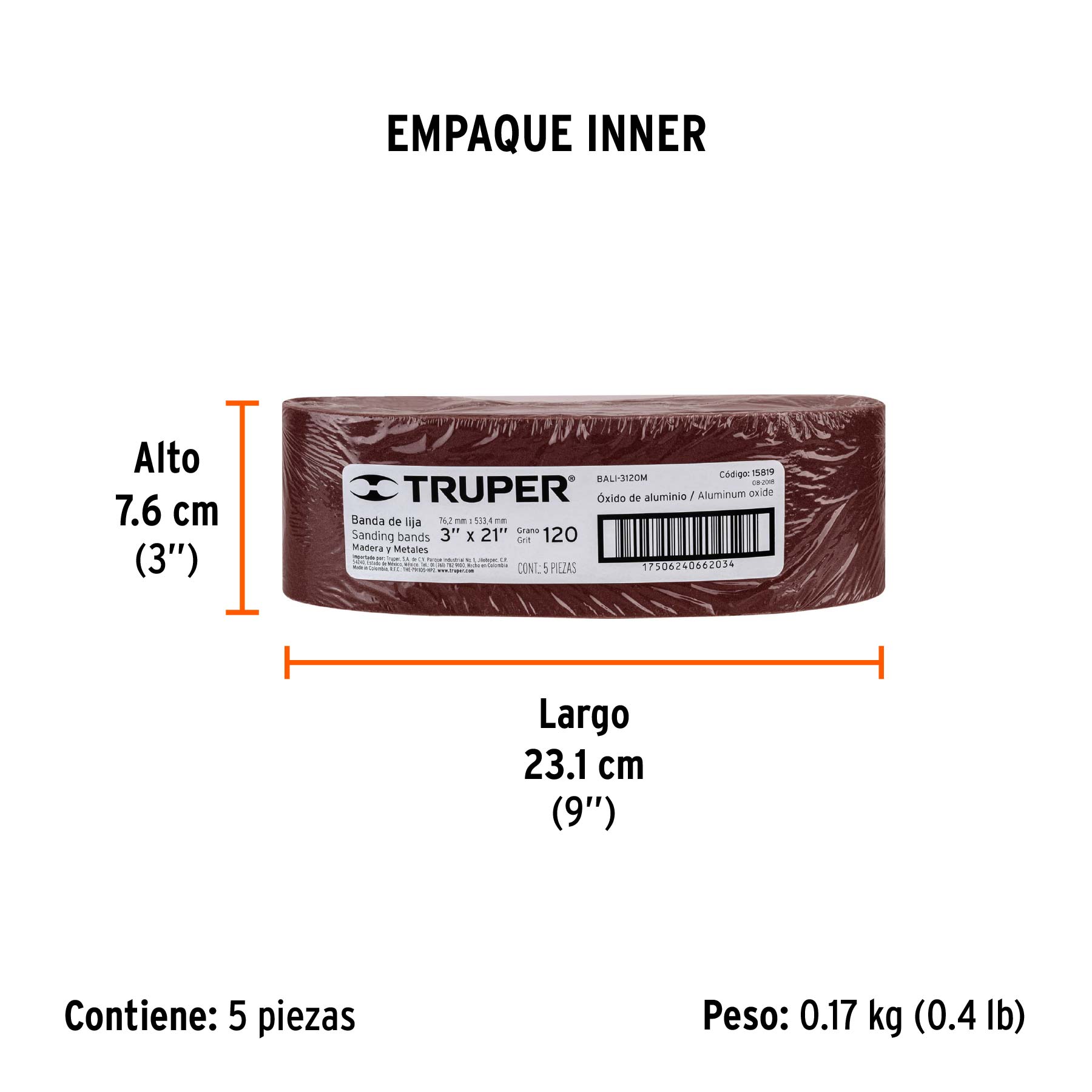Banda de lija para madera 3x21" grano 120