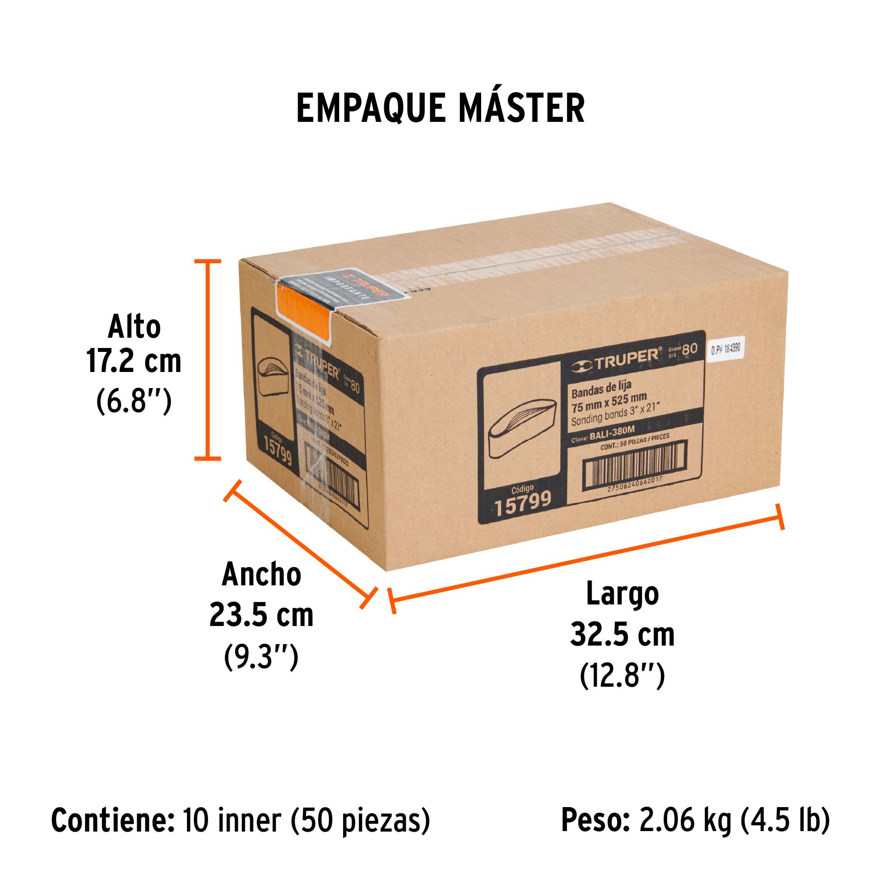 Banda de lija para madera 3x21" grano 80
