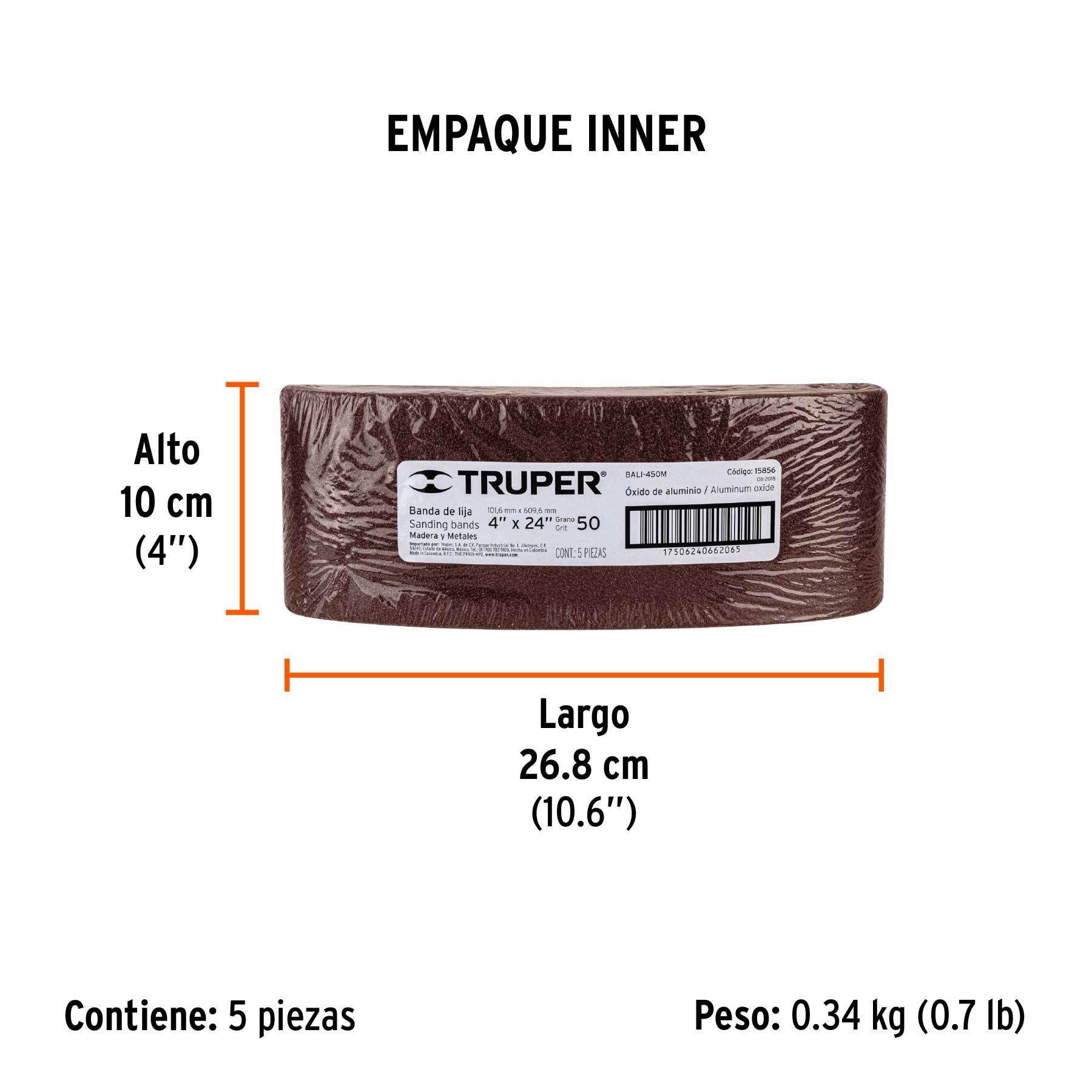 Banda de lija para madera 4x24" grano 50