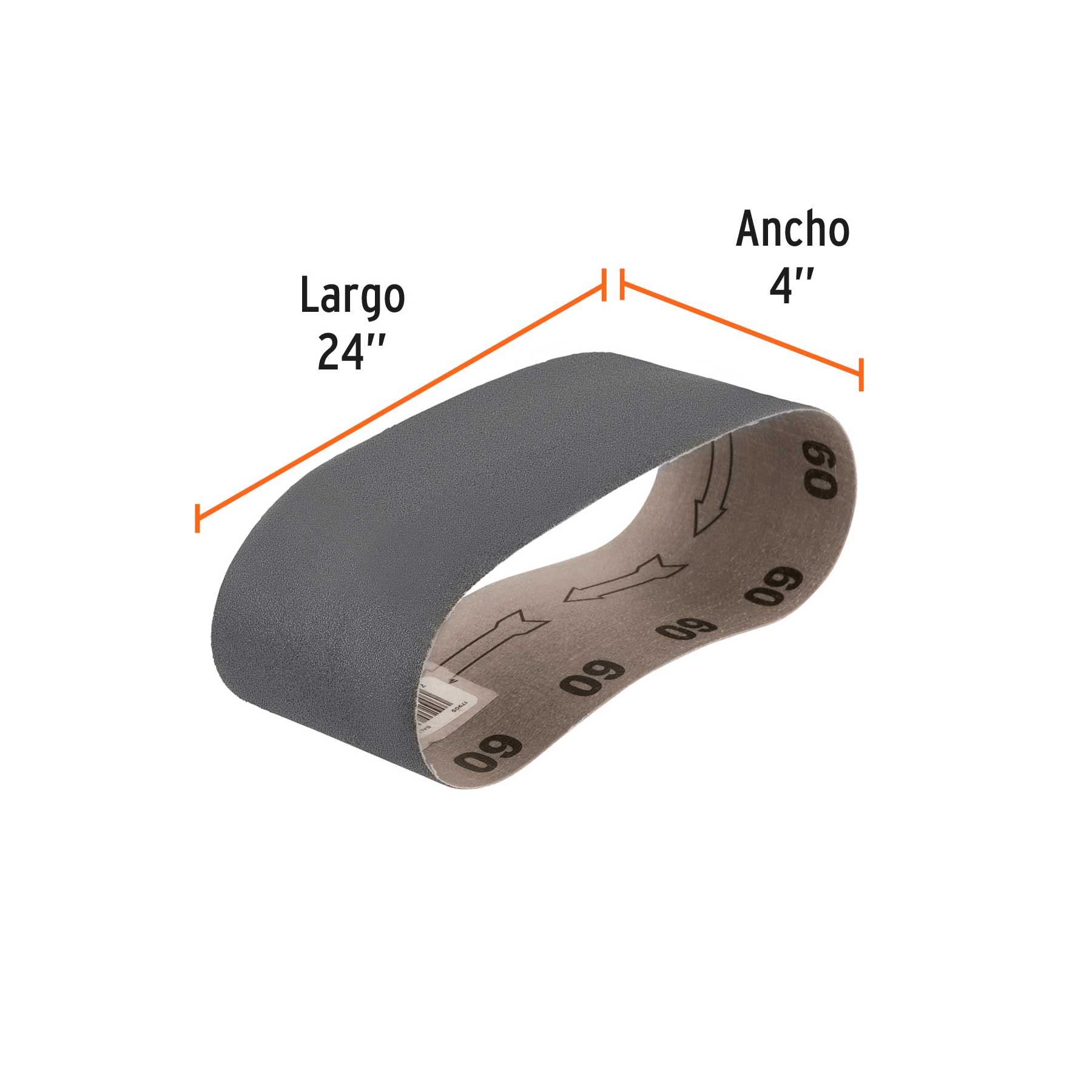 Banda de lija para vidrio 4 X 24" grano 60