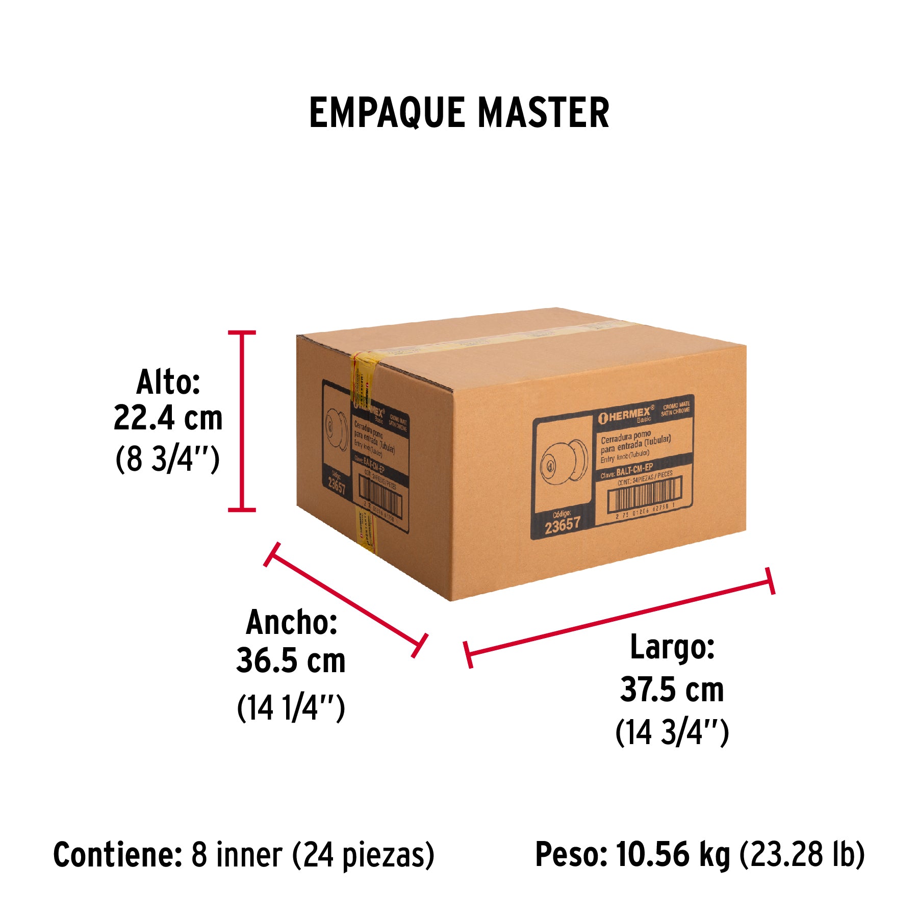 Cerradura pomo, CM, entrada, tubular, Hermex Basic