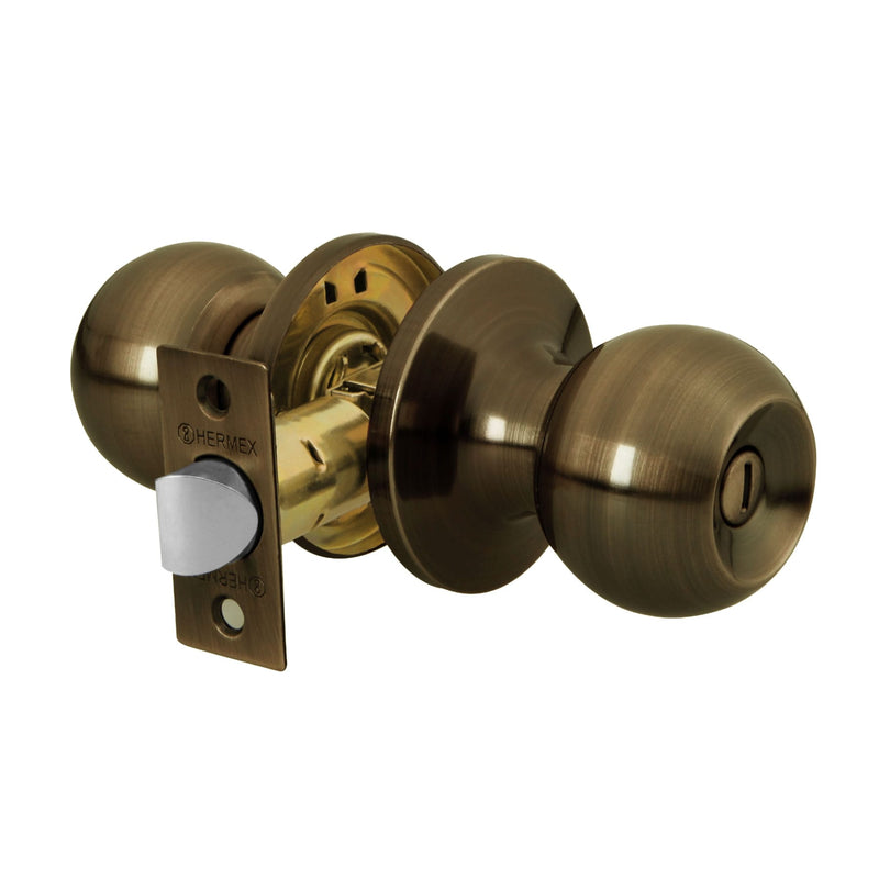 Cerradura pomo, LA, baño, tubular, Hermex Basic