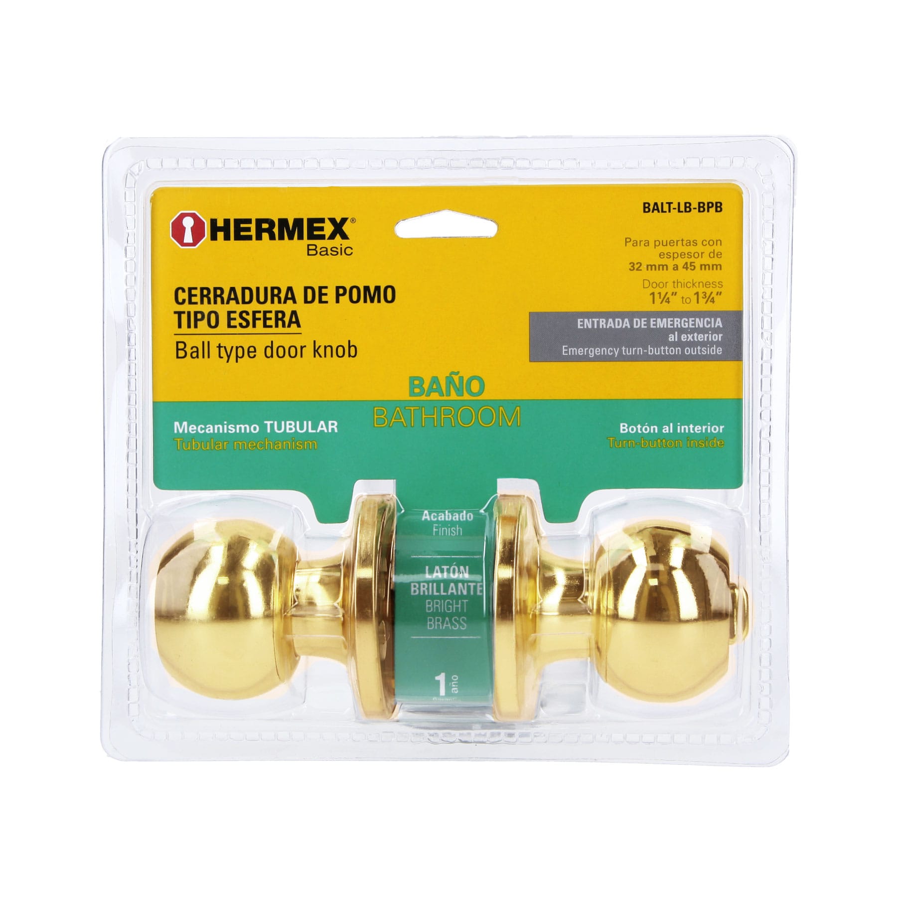Cerradura esfera,tub,baño,brill, Basic,blister