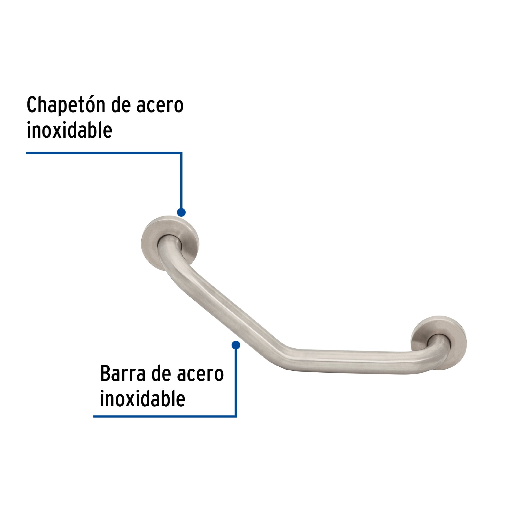 Barra angular de seguridad, acero inox, 1-1/4' x 40cm, Foset