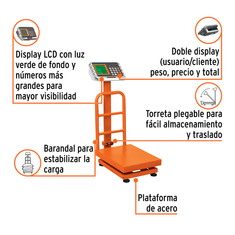 Báscula plegable de plataforma capacidad 100 Kg.