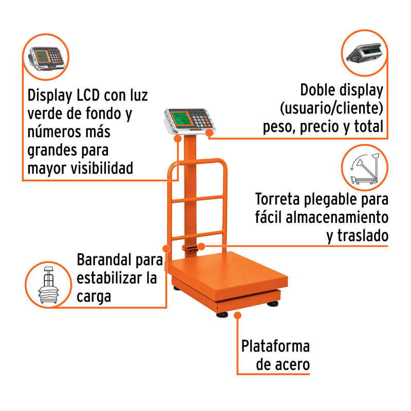 Báscula plegable de plataforma capacidad 200 Kg.
