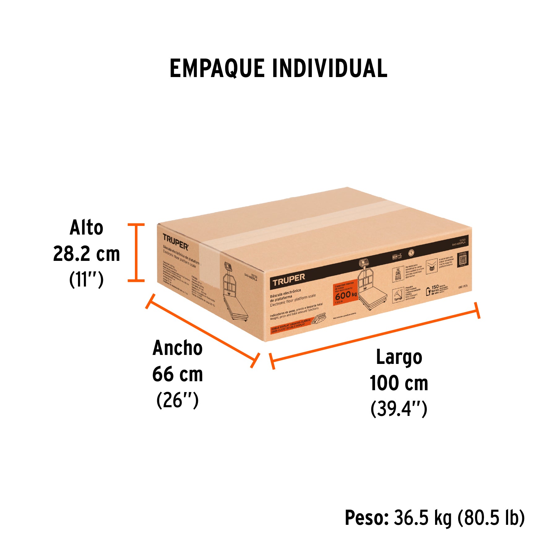 Báscula plegable de plataforma capacidad 500 Kg.